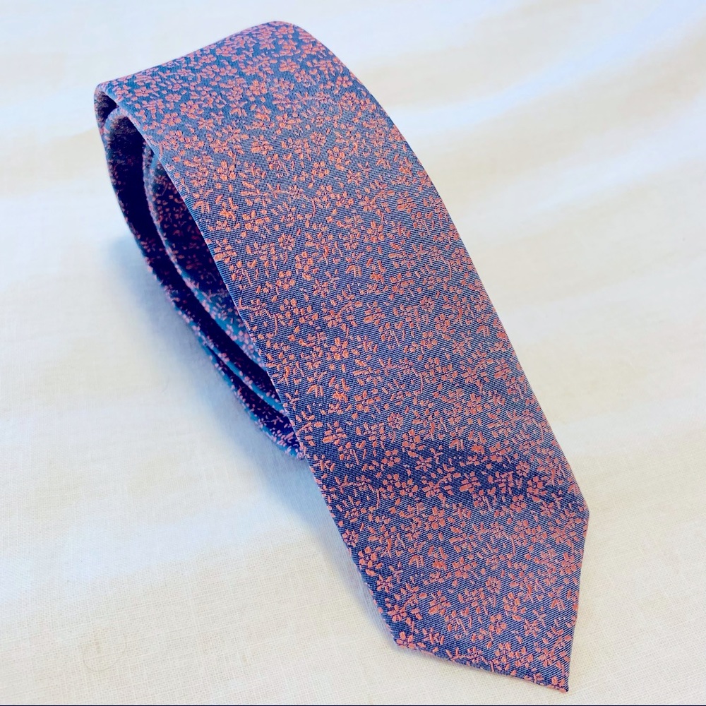 LAST CHANCE 🚀 100% Silk Express Men’s Skinny Tie, Floral Pattern